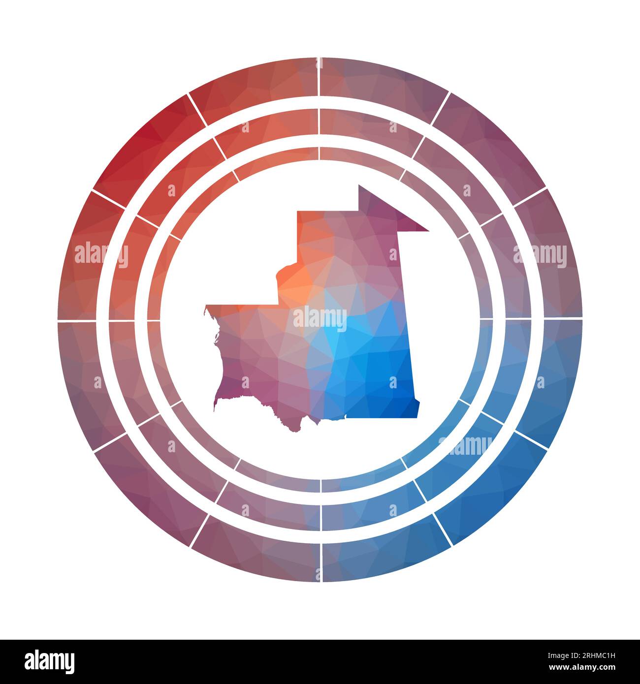 Badge Mauritanie. Logo dégradé lumineux de pays dans le style poly bas. Illustration de Vecteur