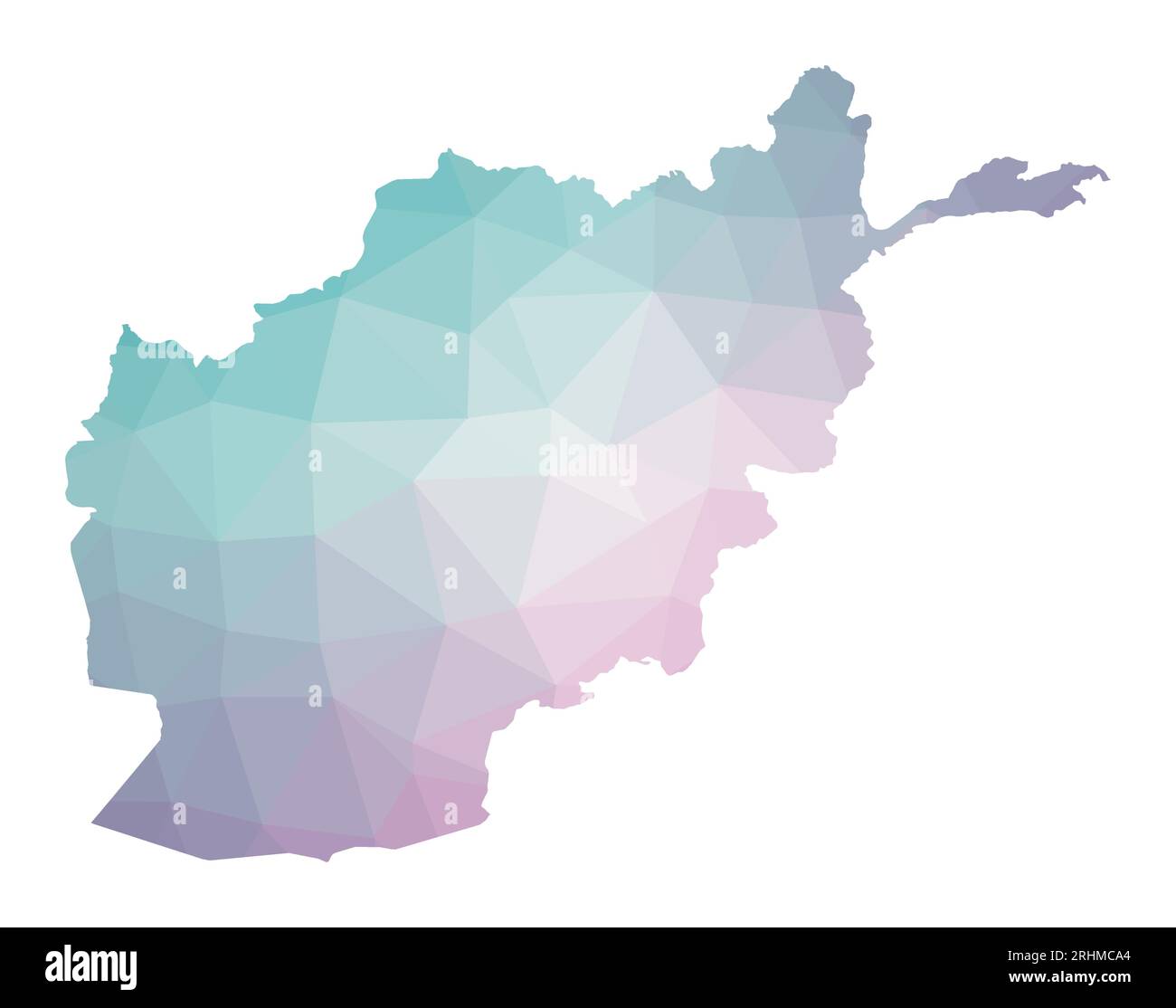Carte polygonale de l'Afghanistan. Illustration géométrique du pays aux couleurs améthystes émeraude. Carte de l'Afghanistan dans le style poly bas. Illustration de Vecteur