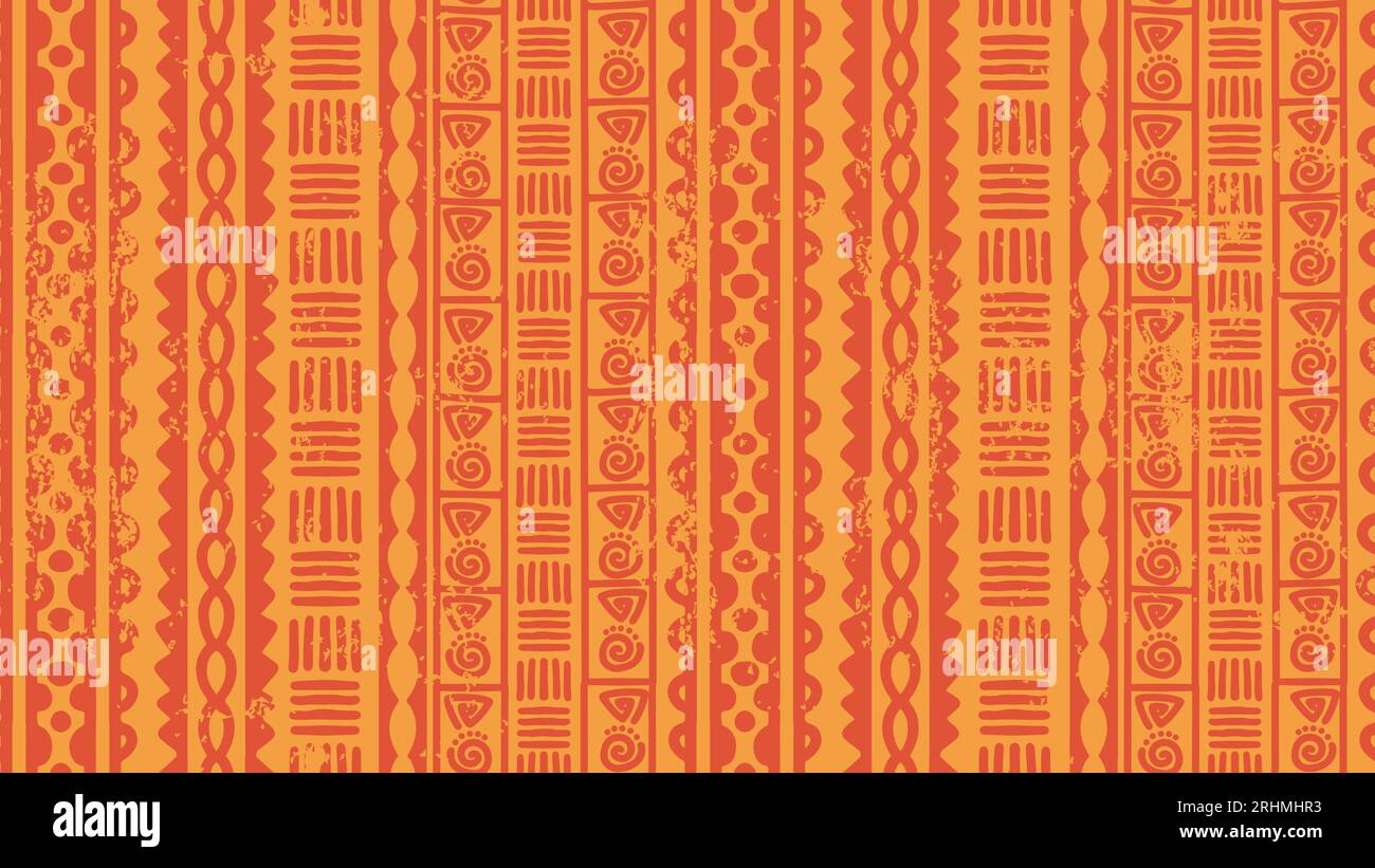 Motif sans couture à rayures ethniques jaunes, motifs africains dessin géométrique tribal. Illustration vectorielle pour impression de mode et textile. Illustration de Vecteur