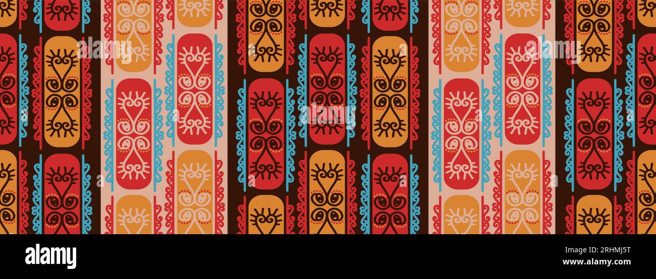 Symboles africains modèle sans couture, dessin ethnique tribal. Fond de texture grunge dessiné à la main. Illustration vectorielle pour impression textile de mode. Illustration de Vecteur