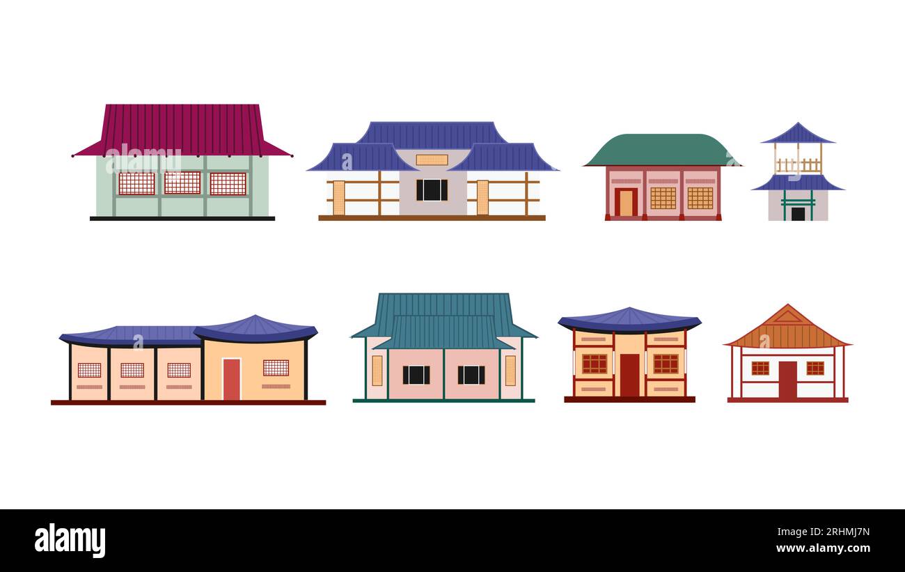 Bâtiment de maison coréenne dans coloré Illustration de Vecteur