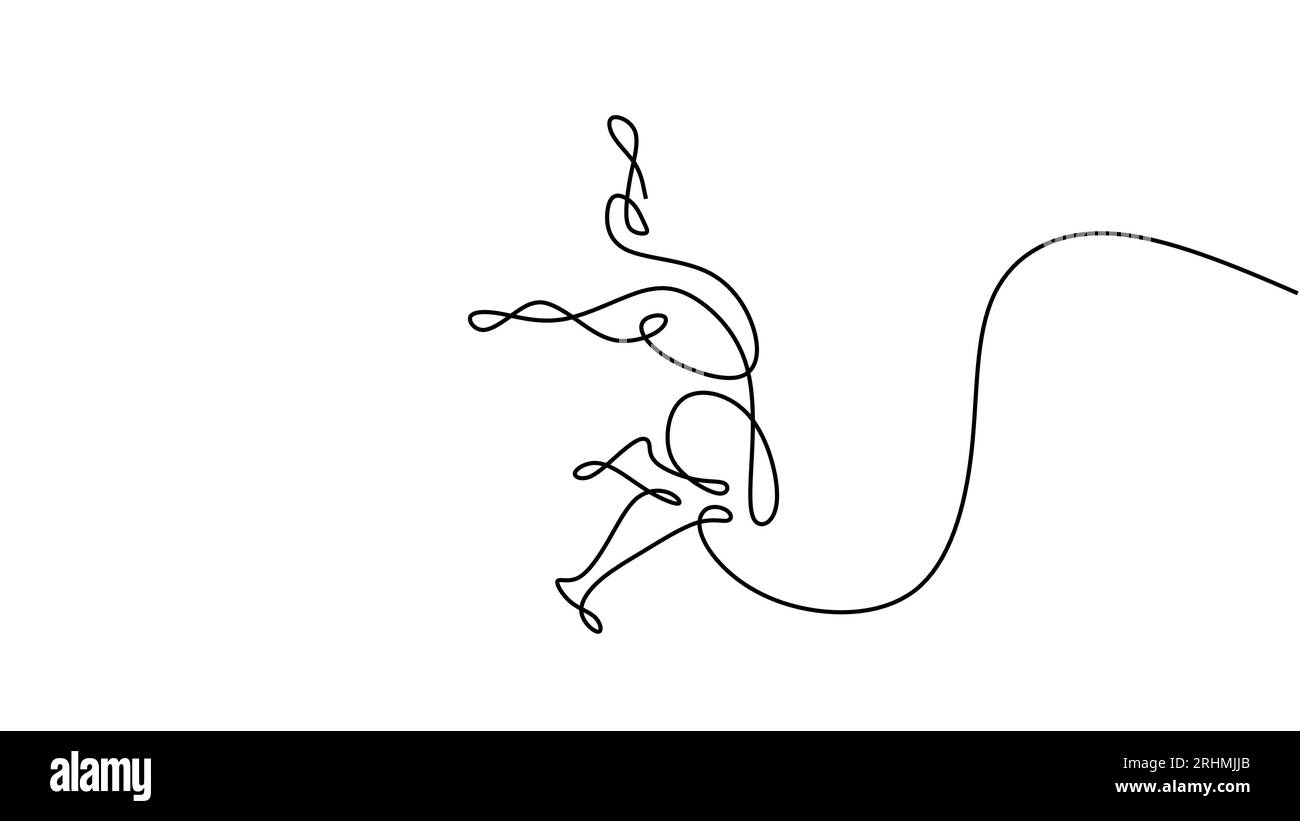 Les gens exécutent un dessin de ligne, gagnant abstrait de geste. Runner illustration vectorielle minimaliste dessinée à la main, art au trait simple Illustration de Vecteur
