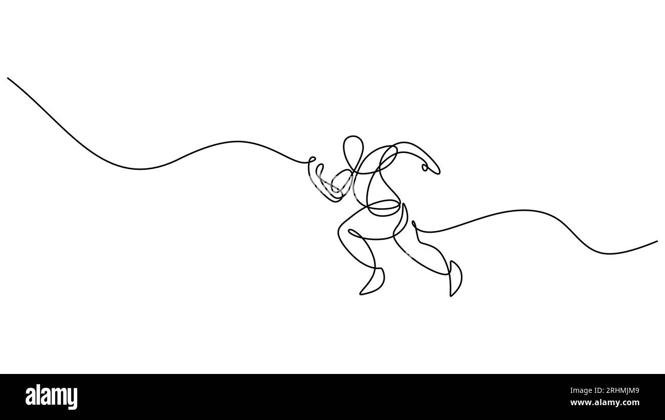 Les gens exécutent un geste de dessin de ligne abstraite. Runner illustration vectorielle minimaliste dessinée à la main, art au trait simple Illustration de Vecteur