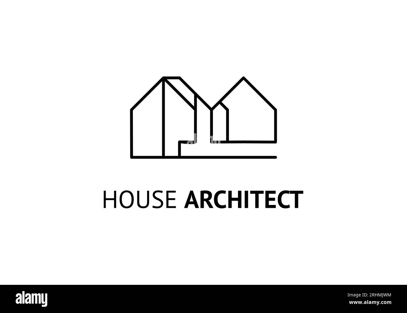 Icône de logo d'architecte, dessin de ligne illustration vectorielle minimaliste. Modèle de concept de bâtiment. Illustration de Vecteur