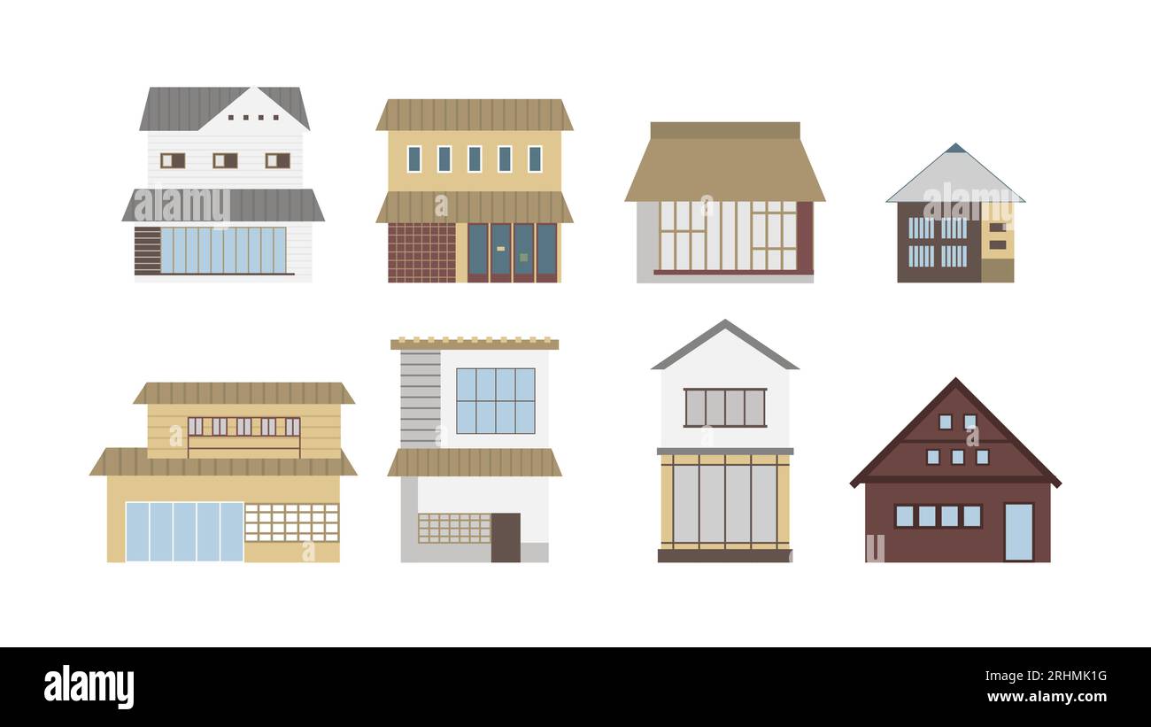 Bâtiment de maison japonaise dans coloré Illustration de Vecteur