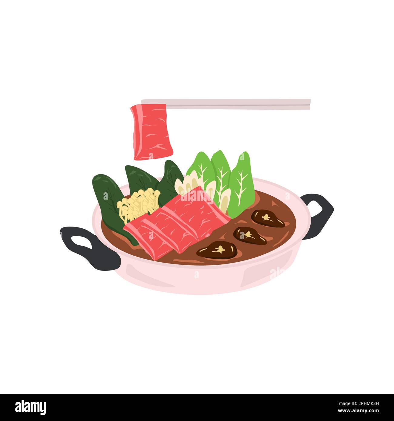 Pot chaud japonais Shabu-Shabu - Illustration vectorielle de pot chaud japonais traditionnel Shabu-Shabu Illustration de Vecteur