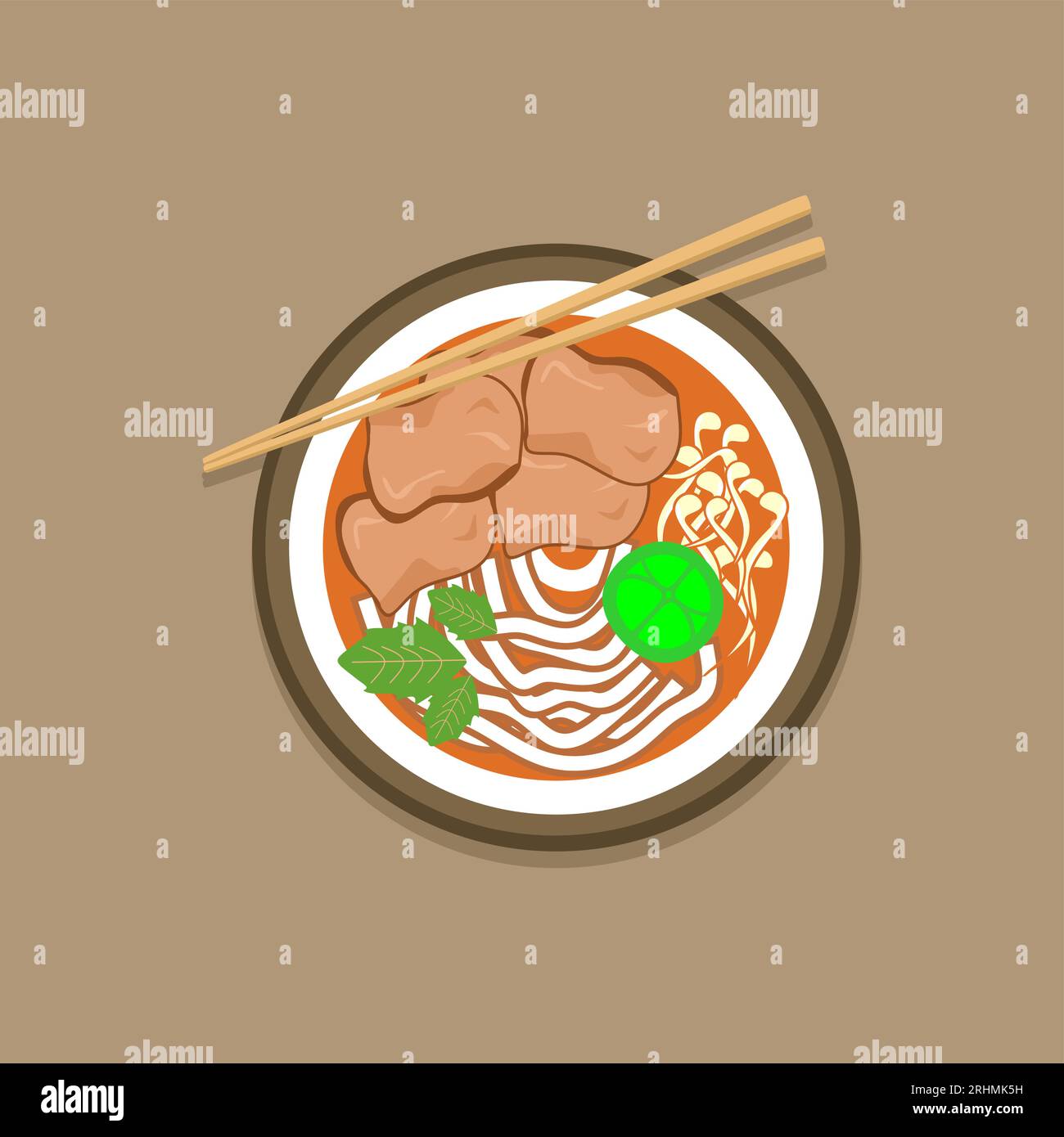 Soupe vietnamienne Pho Noodle - délicieuse soupe vietnamienne Pho Noodle avec bœuf et herbes Illustration vectorielle Illustration de Vecteur