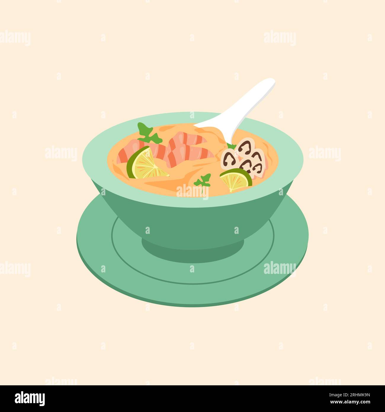 Soupe thaïlandaise Tom Yum avec crevettes - soupe épicée thaïlandaise Tom Yum avec crevettes et Lemongrass Vector Illustration Illustration de Vecteur