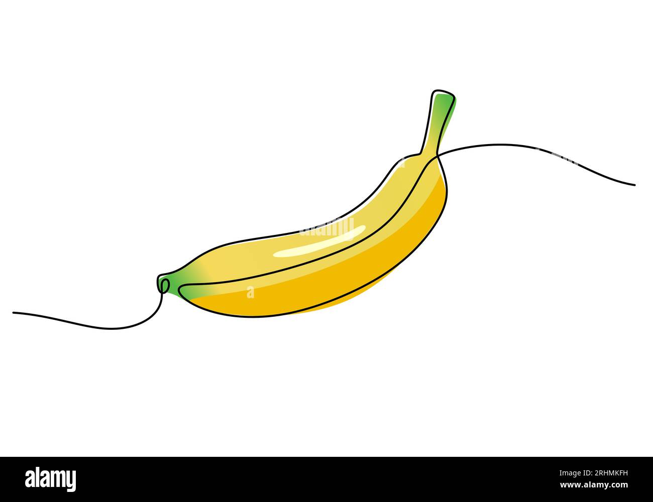 Dessin continu d'une ligne de banane, illustration vectorielle de fruit. Illustration de Vecteur