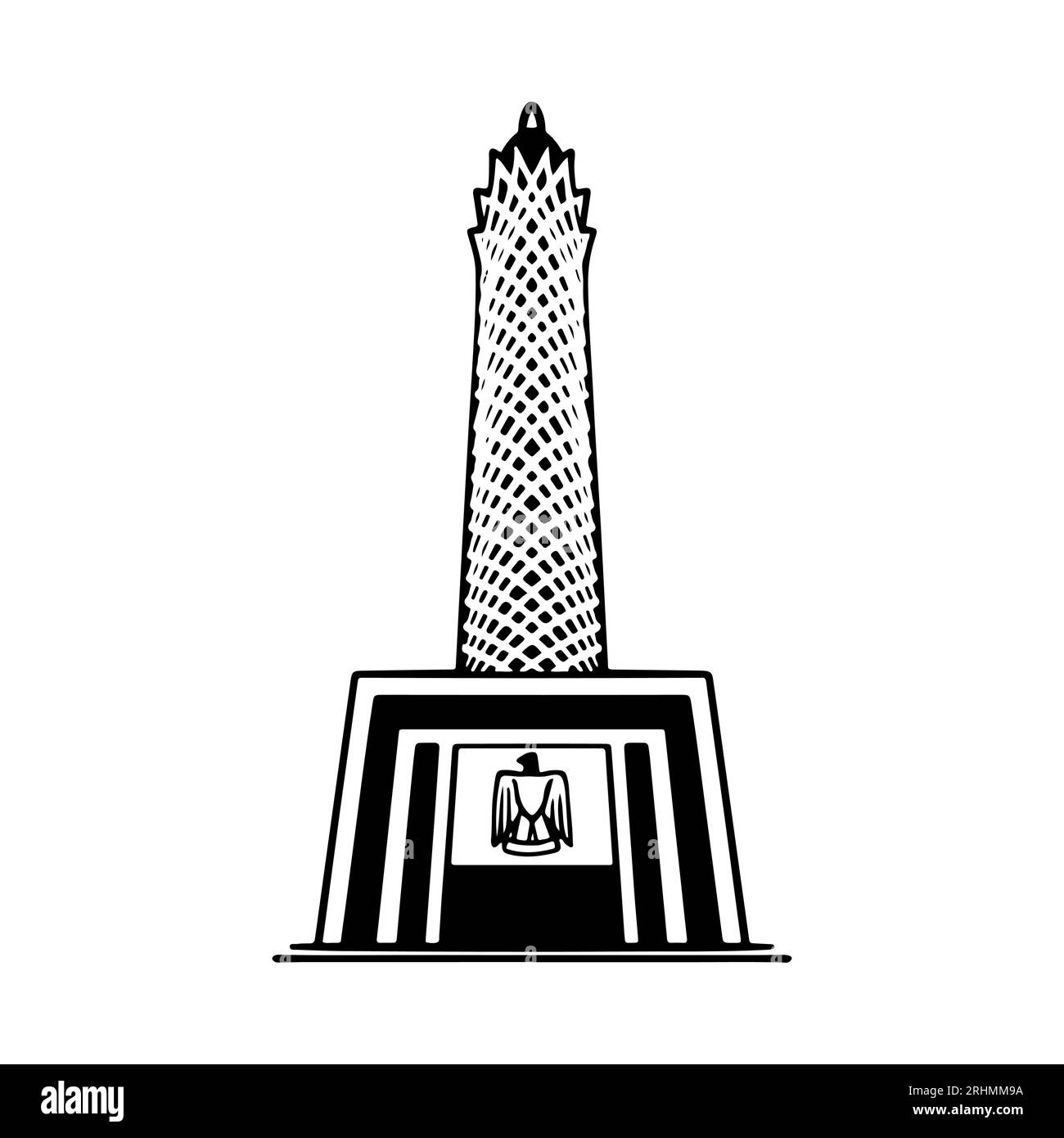 Vecteur de dessin à la main de tour d'Egypte. Illustration esquisse bâtiment historique. Illustration de Vecteur