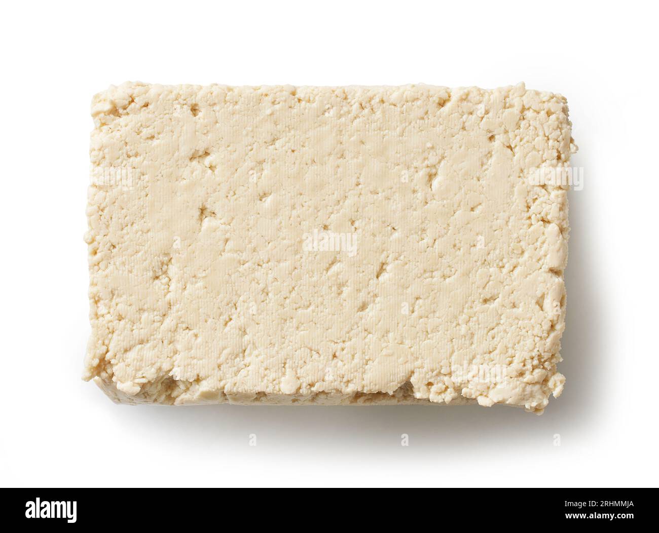 fromage de tofu frais isolé sur fond blanc, vue de dessus Banque D'Images