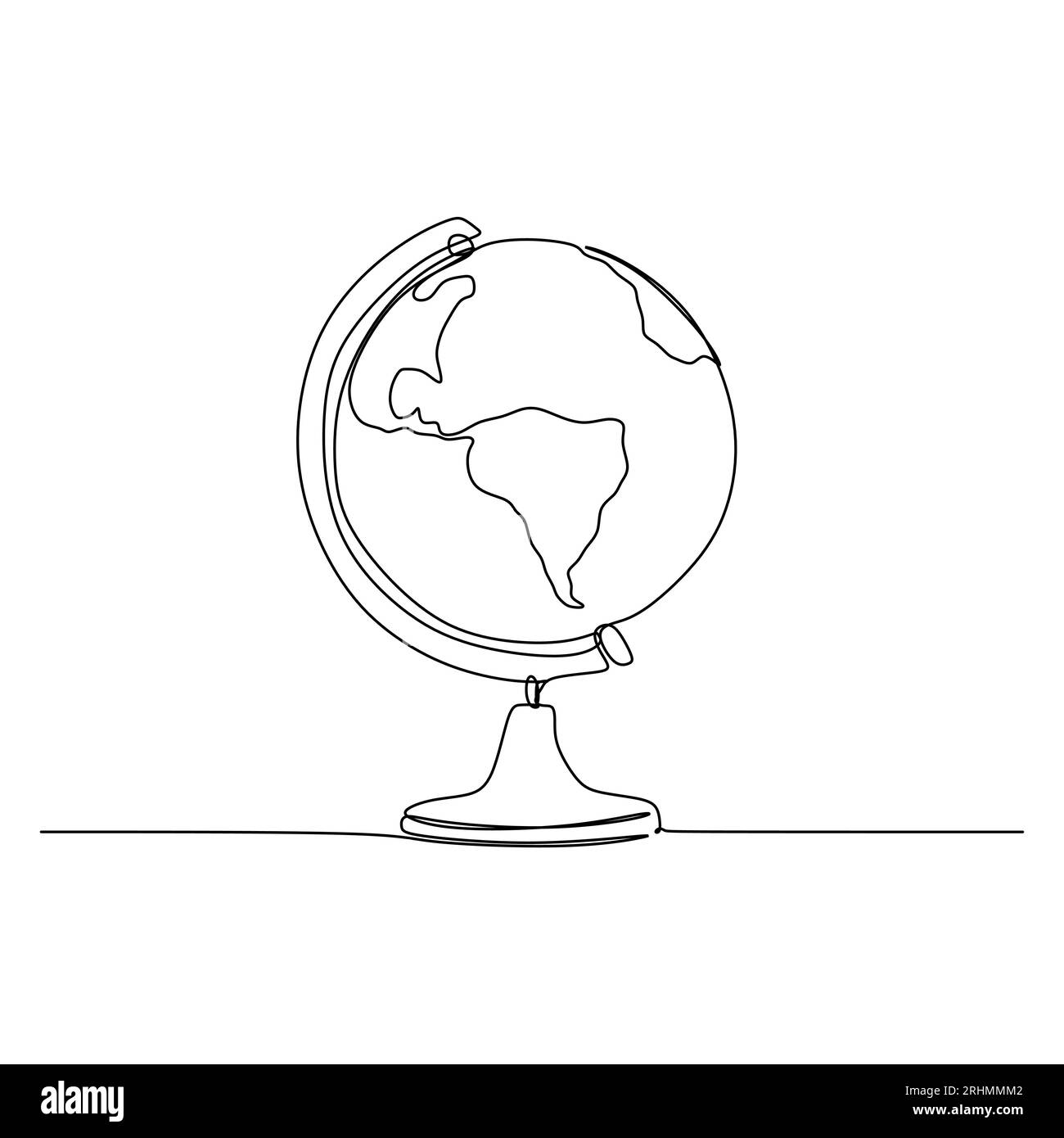 dessin d'une ligne dessin continu de globe isolé sur fond blanc. Illustration de Vecteur