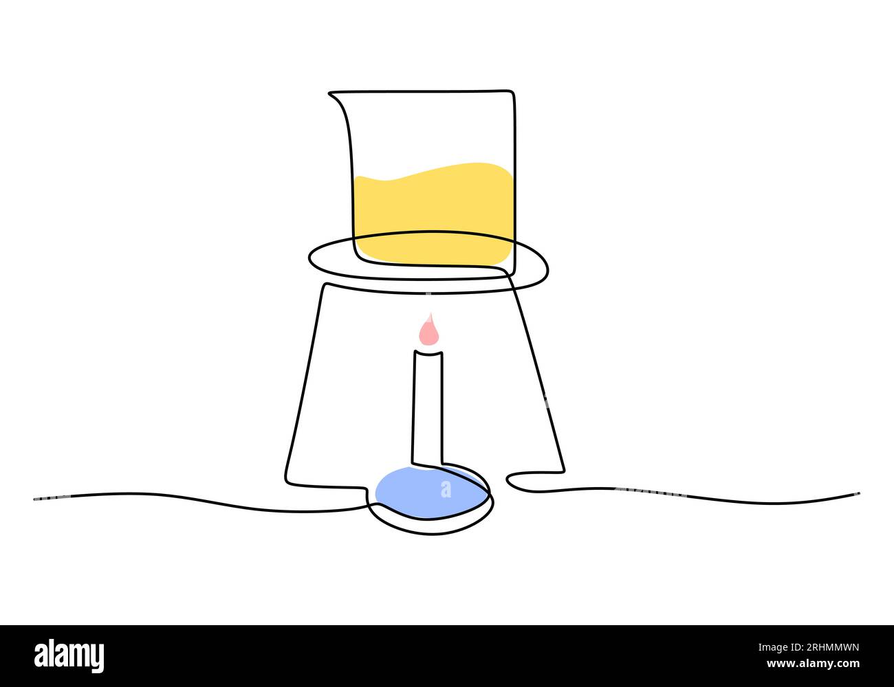 Bunsen Burner - équipement de laboratoire et objets d'outils, une conception continue de dessin de ligne, illustration vectorielle pour la science et l'éducation. Illustration de Vecteur