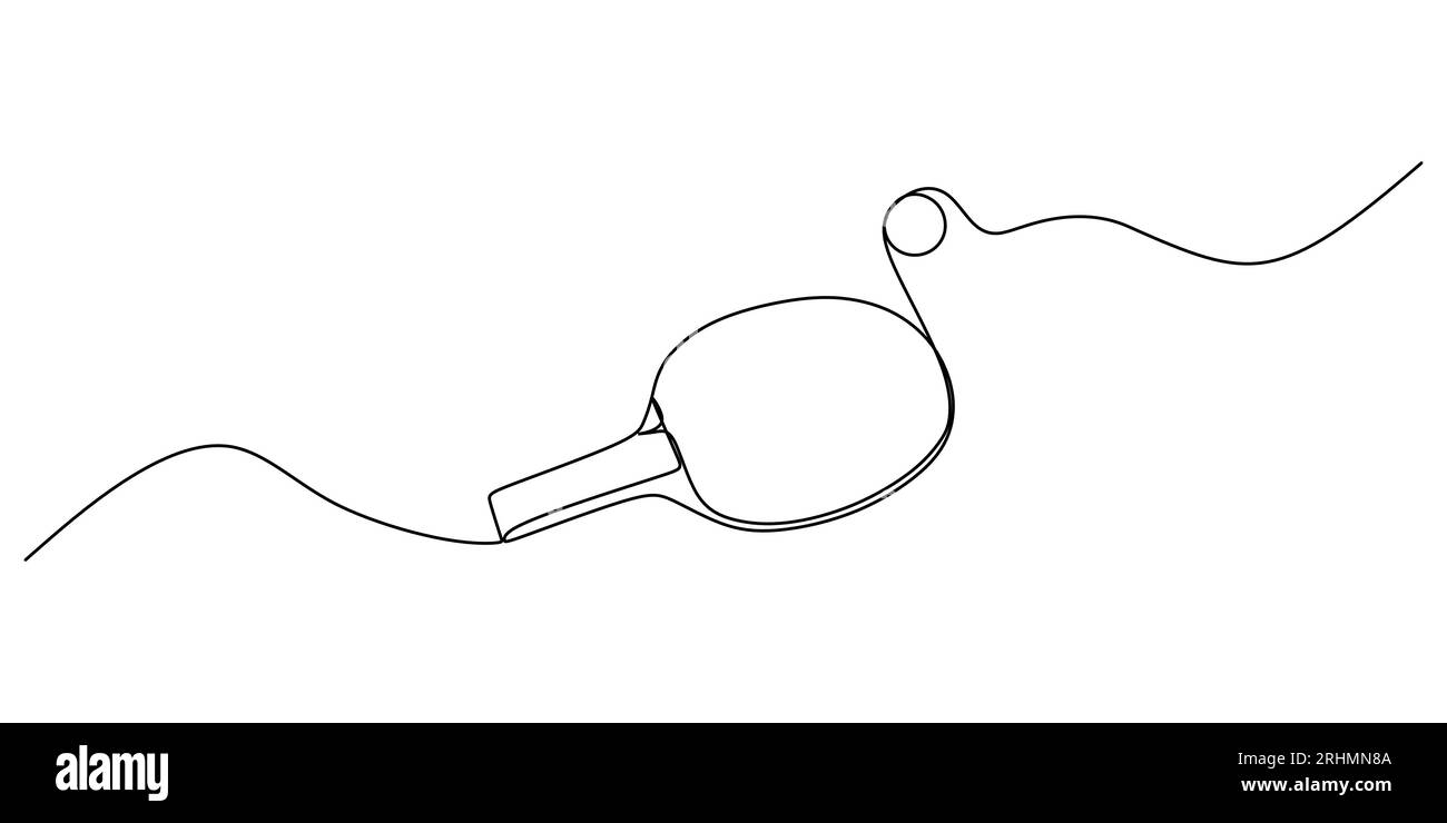 Continu unique une ligne de raquette de ping-pong isolé sur fond blanc. Illustration de Vecteur