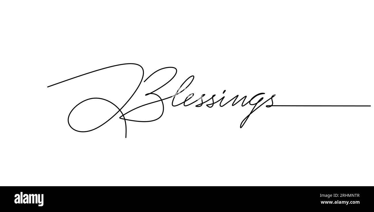 Une ligne continue dessin typographie dessin au trait de l'écriture de mot de bénédiction isolé sur fond blanc. Illustration de Vecteur
