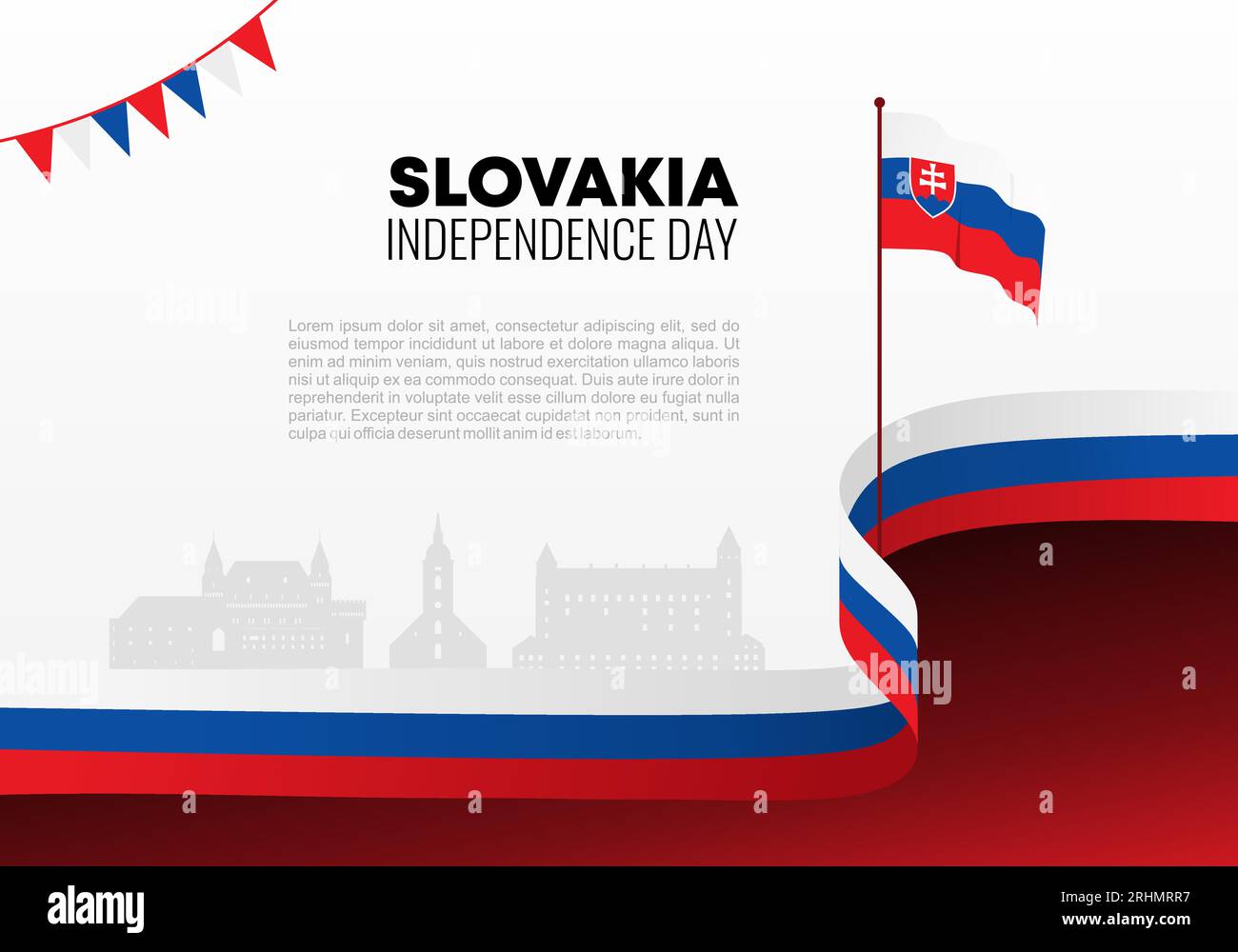 Affiche de fond de la journée de l'indépendance de la Slovaquie pour la célébration nationale le 17 juillet. Illustration de Vecteur