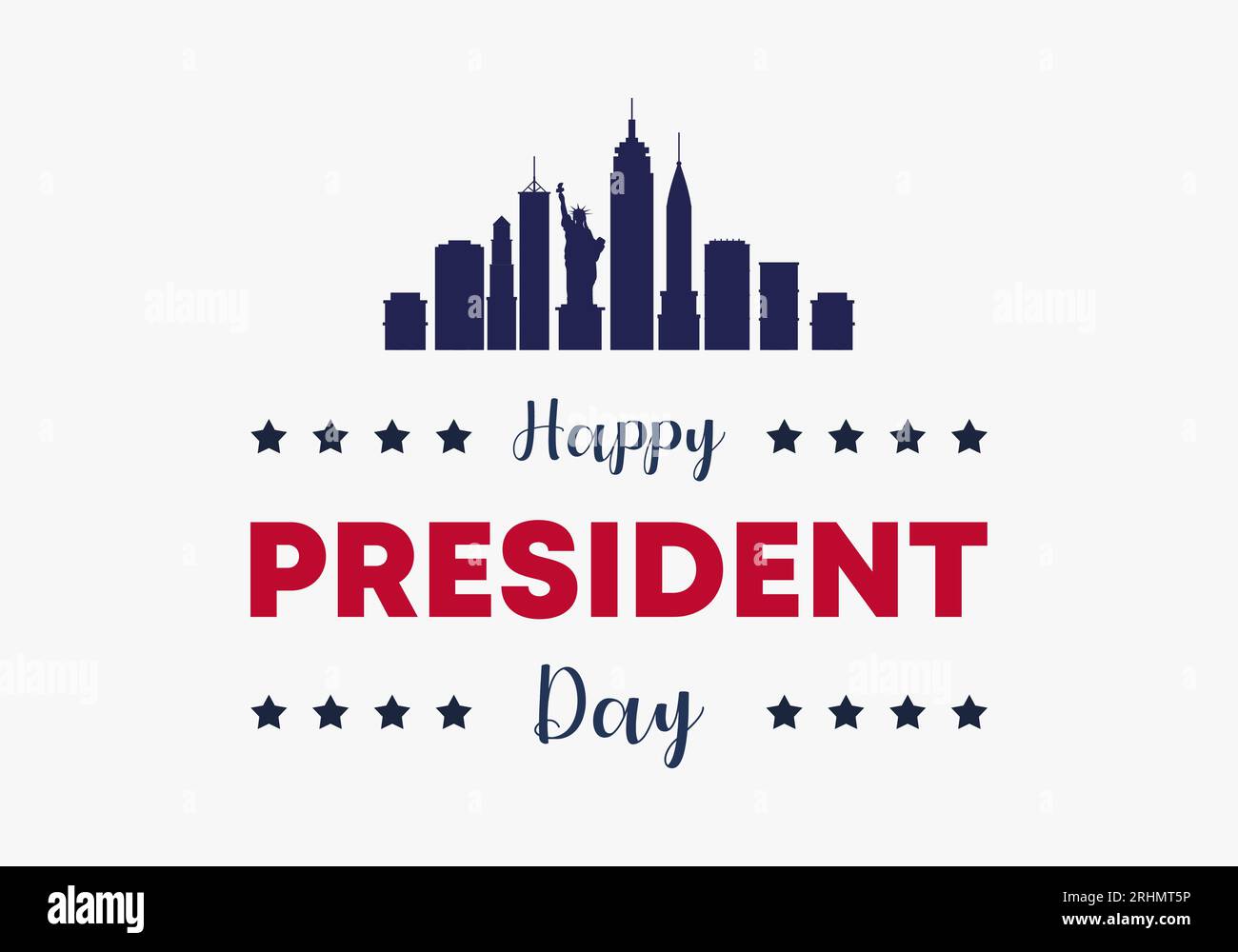Design d'arrière-plan de la Journée du Président. Bannière, affiche, carte de voeux avec bâtiment emblématique américain isolé sur fond blanc. Illustration de Vecteur