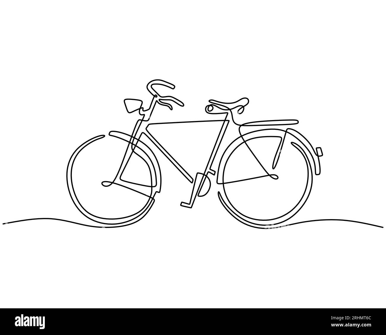 Une seule ligne continue de vélo classique. Transport classique isolé sur fond blanc. Illustration de Vecteur