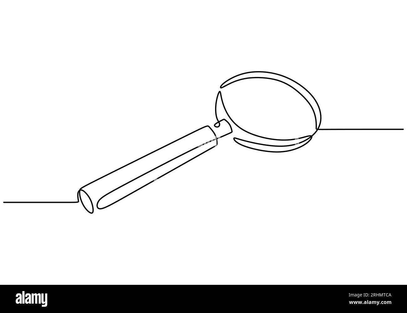 Continue une seule ligne de loupe isolée sur fond blanc. Illustration de Vecteur