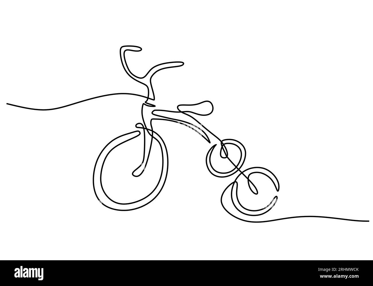 Une seule ligne continue de tricycle pour jouet pour enfants isolé sur fond blanc. Illustration de Vecteur