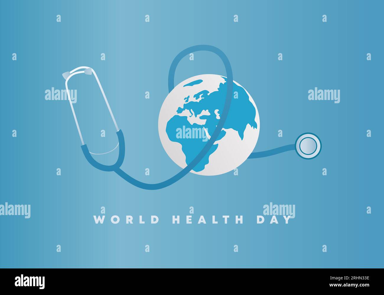 Affiche de bannière de fond de la journée mondiale de la santé avec stéthoscope et terre. Illustration de Vecteur