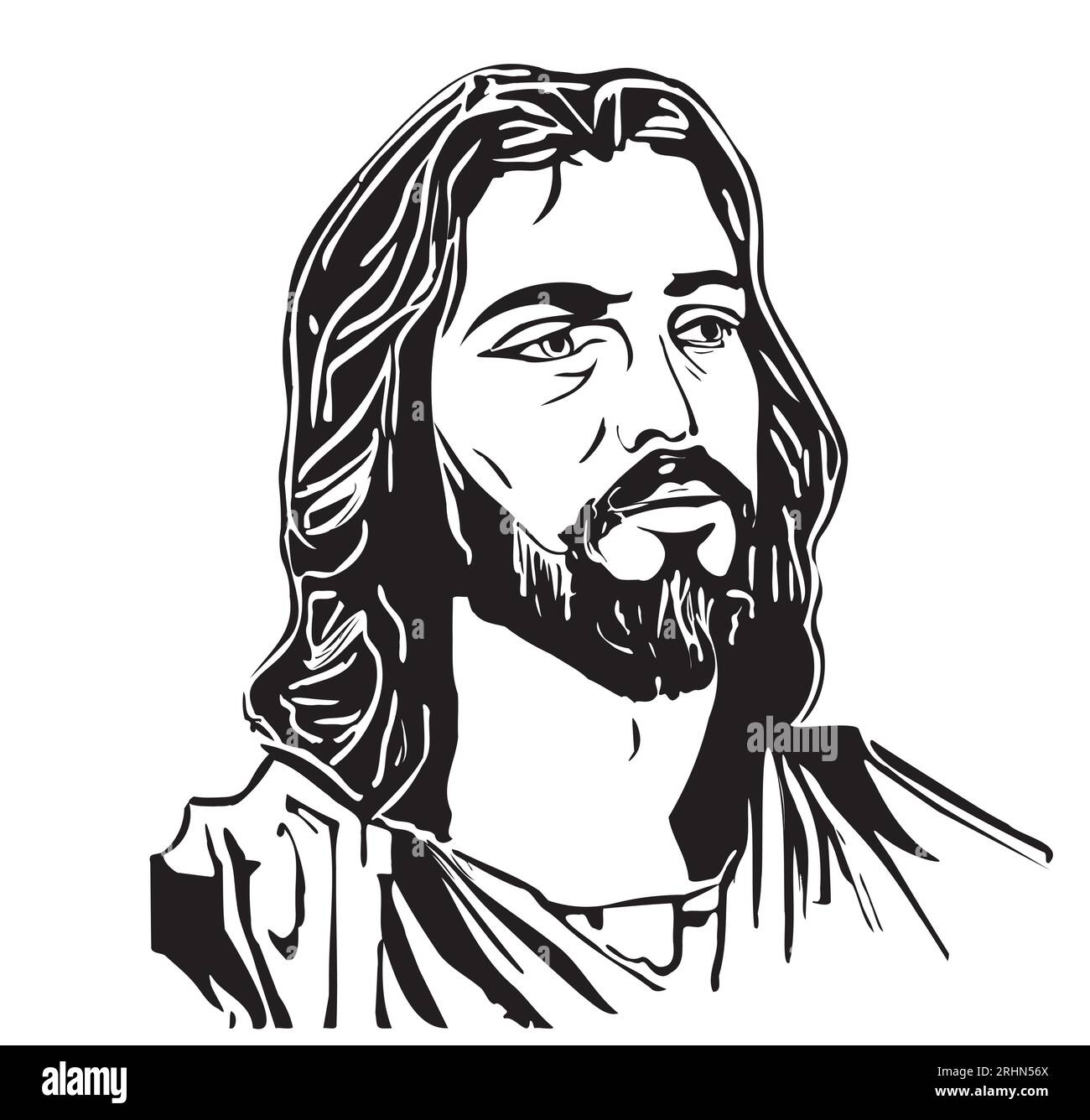 Visage de Jésus croquis dessiné à la main dans le style doodle Vector illustration Cartoon Illustration de Vecteur