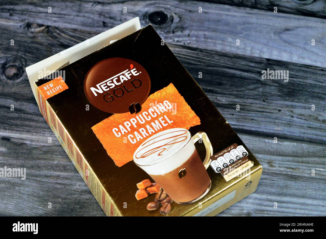 Nescafé Cappuccino Caramel, Café Soluble, Boîte de 306g - Pack de 10 boites