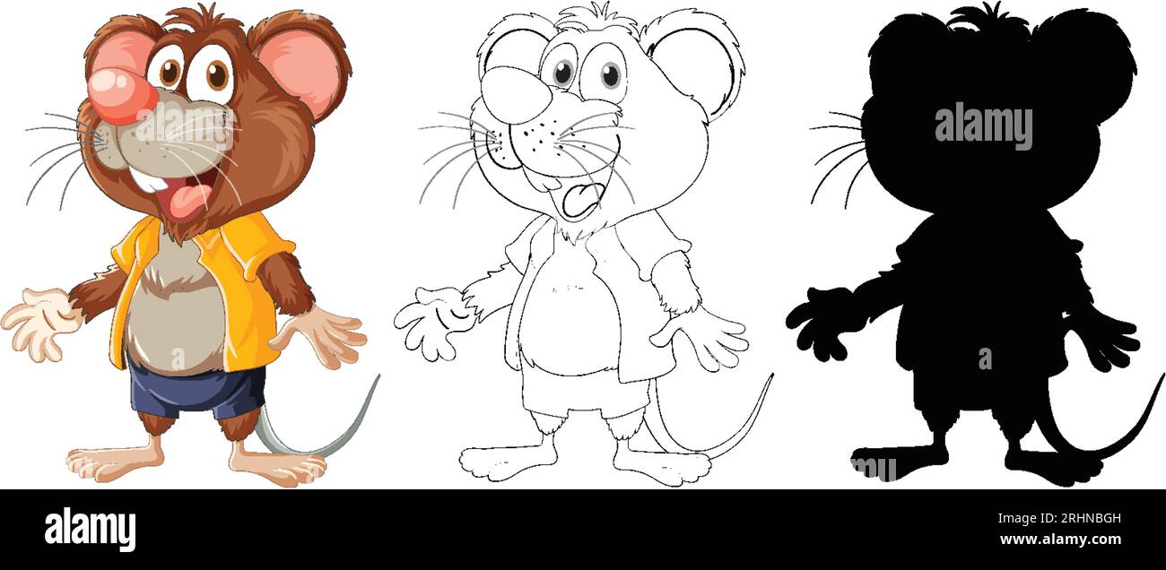 Une collection d'adorables personnages de dessins animés de rat dans le style d'illustration vectorielle Illustration de Vecteur