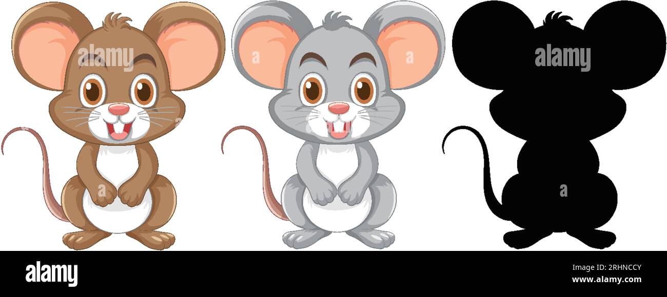 Un ensemble d'adorables personnages de dessins animés de rat dans le style d'illustration vectorielle Illustration de Vecteur