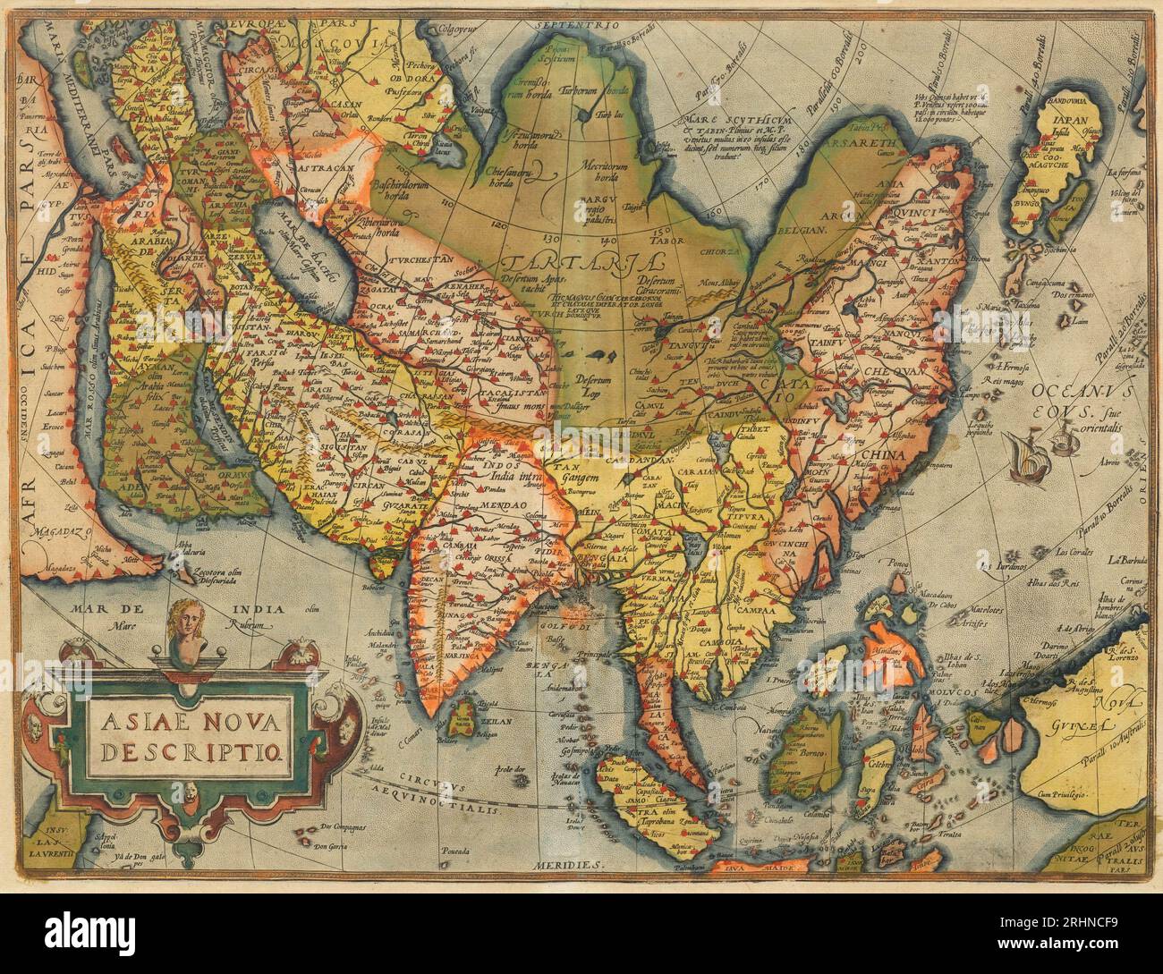 Asiae Nova Descriptio. Du Theatrum Orbis Terrarum. Musée : COLLECTION PRIVÉE. Auteur : ABRAHAM ORTELIUS. Banque D'Images