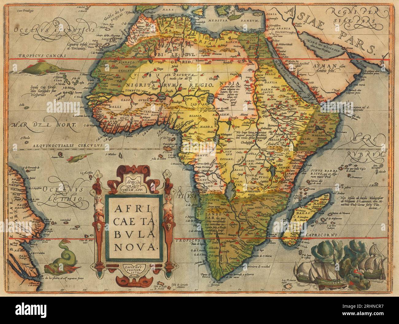 Africae Tabula Nova. Du Theatrum Orbis Terrarum. Musée : COLLECTION PRIVÉE. Auteur : ABRAHAM ORTELIUS. Banque D'Images