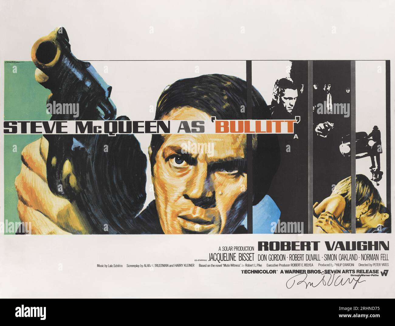 Affiche de film 'Bullit' de Peter Yates. Musée : COLLECTION PRIVÉE. Auteur : Thomas William Chantrell. Banque D'Images