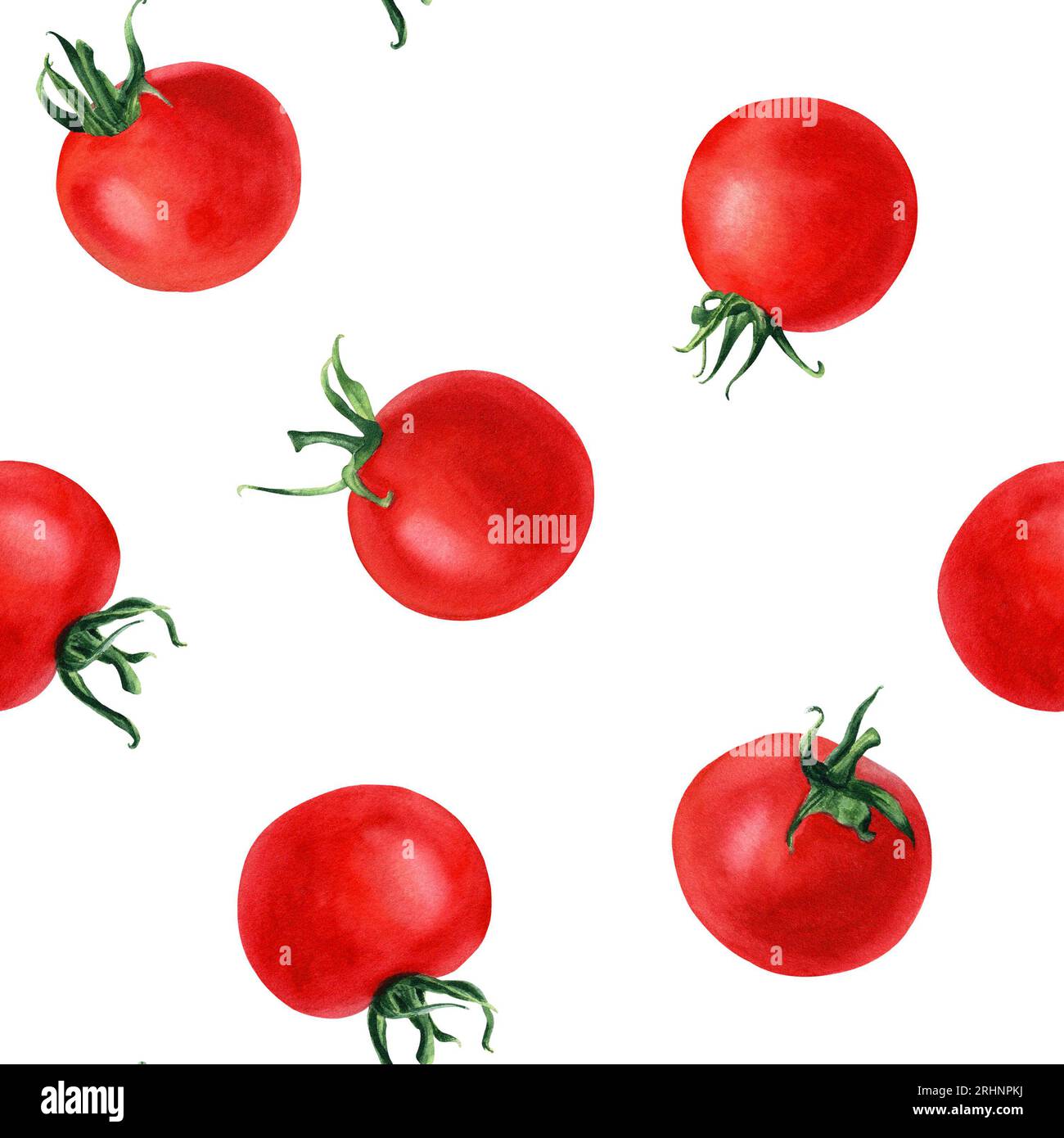Motif sans couture aquarelle avec des tomates cerises. Illustration dessinée à la main pour l'emballage, papier peint, tissu, textile Banque D'Images
