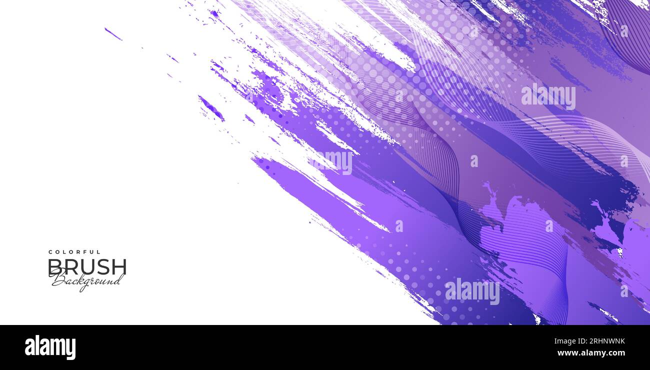 Fond Grunge coloré avec style demi-ton et lignes ondulées. Arrière-plan de l'illustration du trait de pinceau Illustration de Vecteur