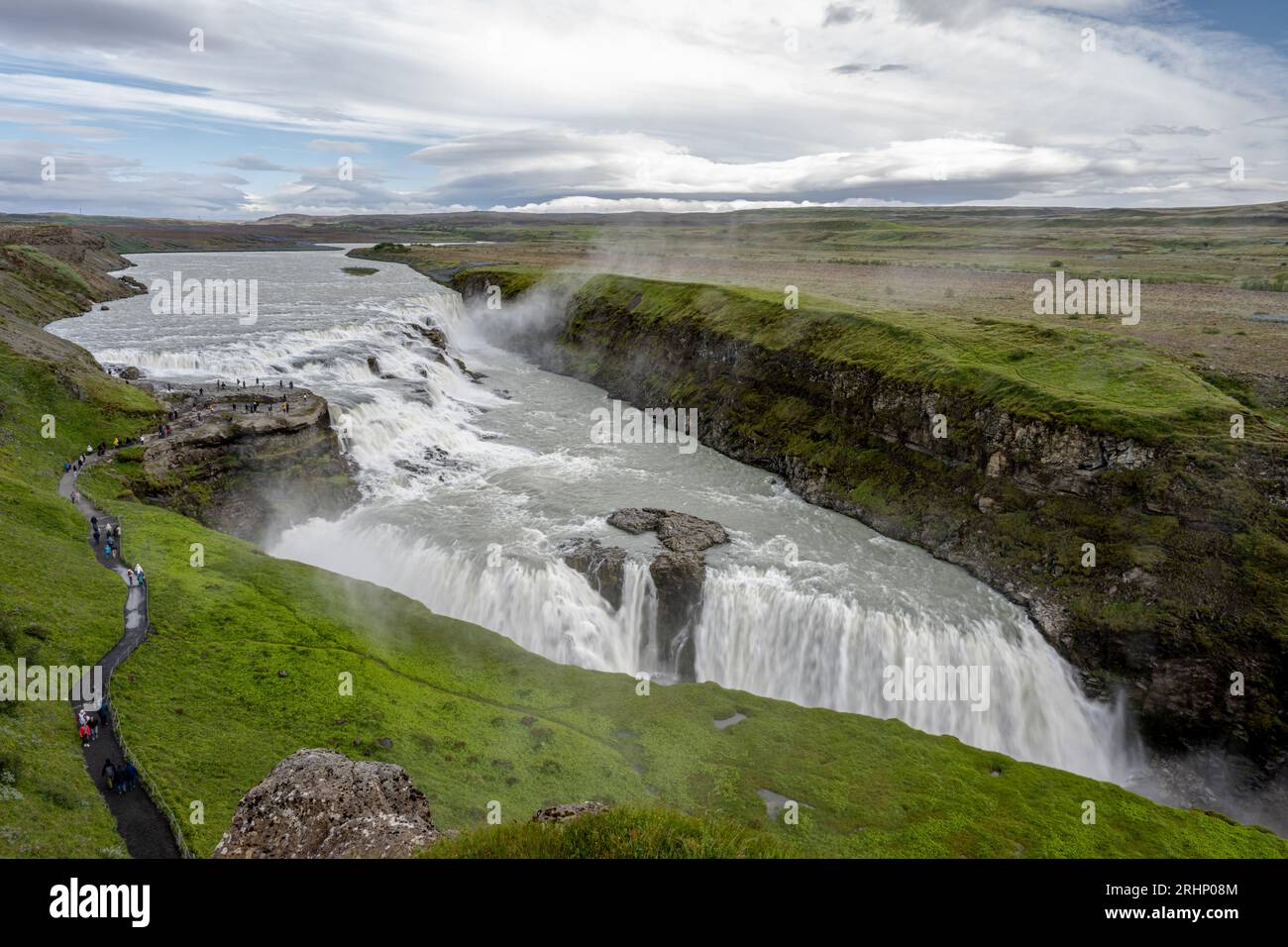Cascade de Gullfoss, l'Islande, la rivière Hvítá Banque D'Images