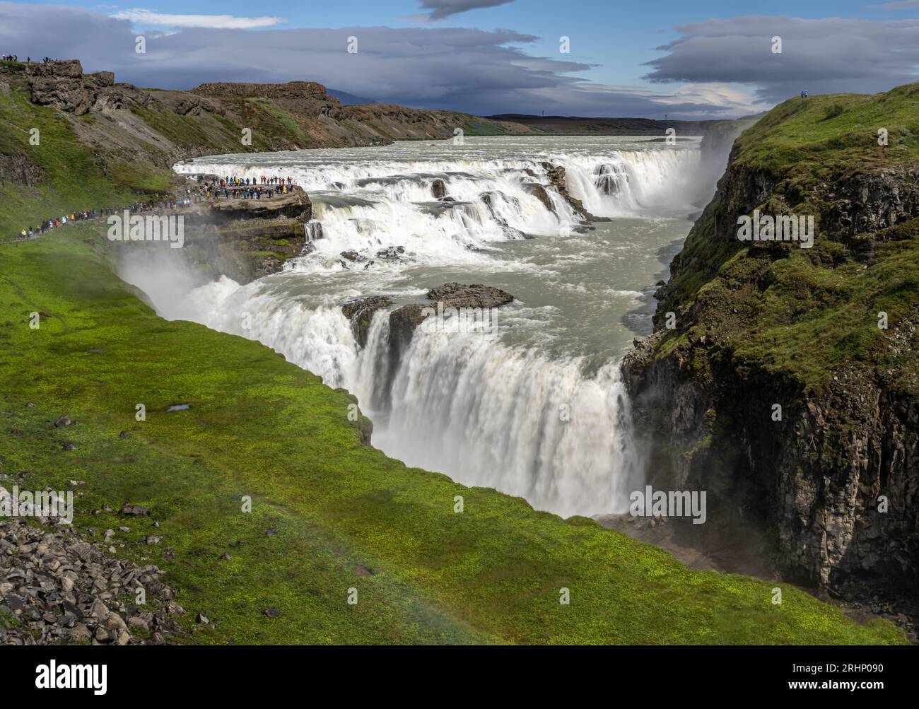 Cascade de Gullfoss, l'Islande, la rivière Hvítá Banque D'Images