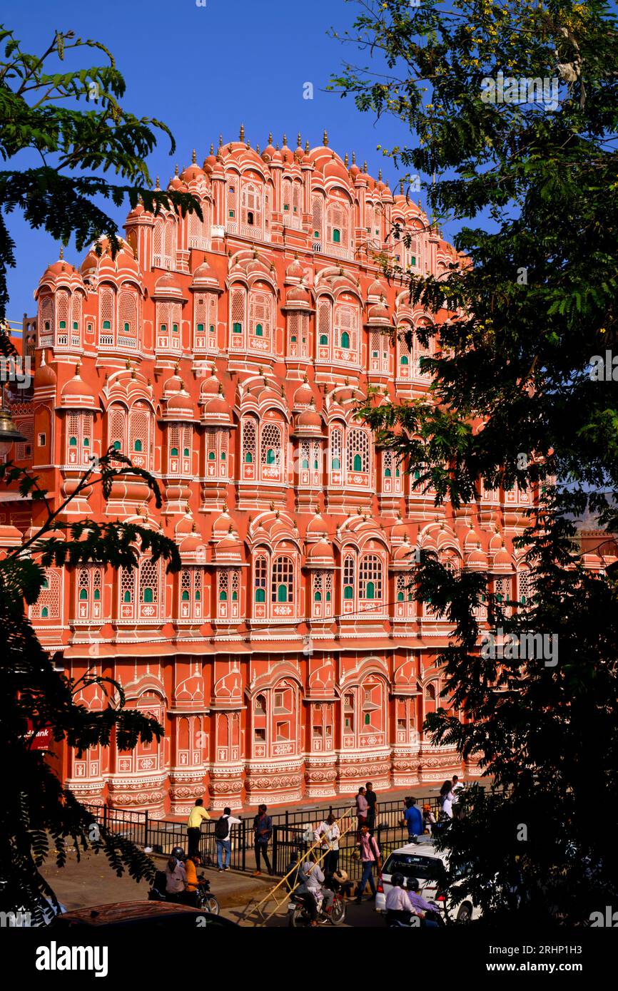 Inde, Rajasthan, Jaipur la ville rose, le palais du vent (Hawa Mahal) Banque D'Images