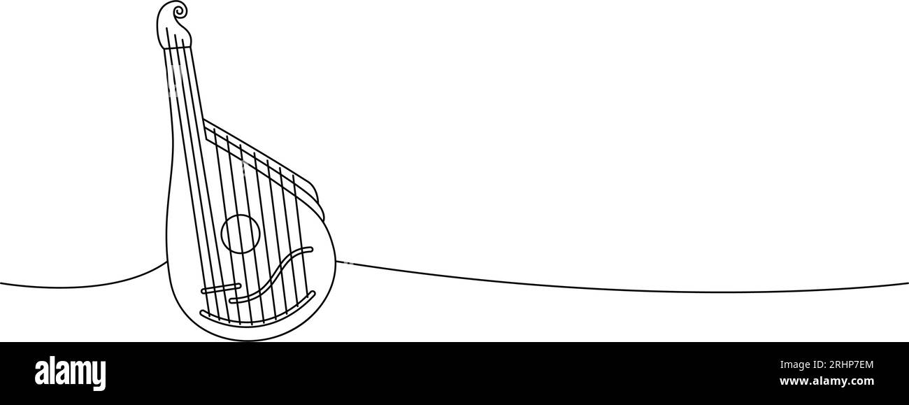 Bandura, instrument à cordes dessin continu d'une ligne. Instruments de musique illustration continue d'une ligne. Illustration linéaire minimaliste vectorielle. Illustration de Vecteur
