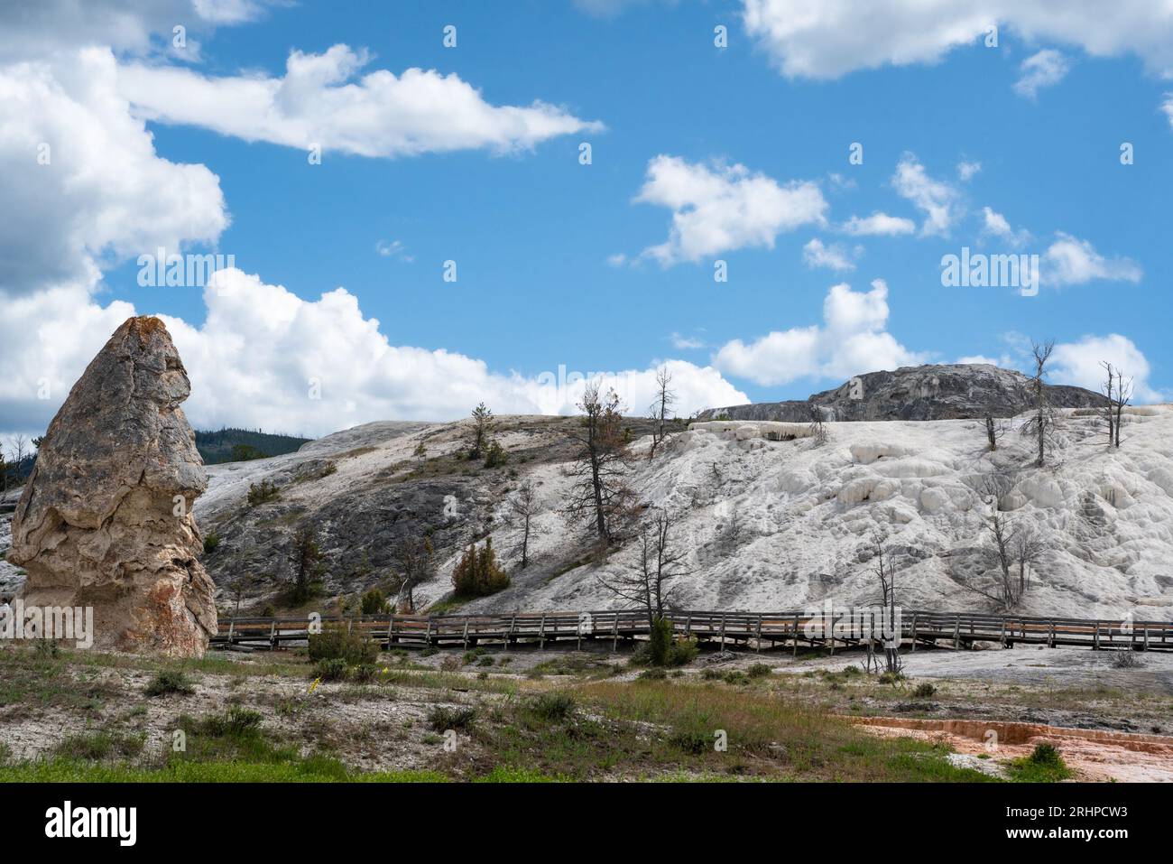Paysage vu de Mammoth Hot Springs dans le parc national de Yellowstone, Wyoming Banque D'Images