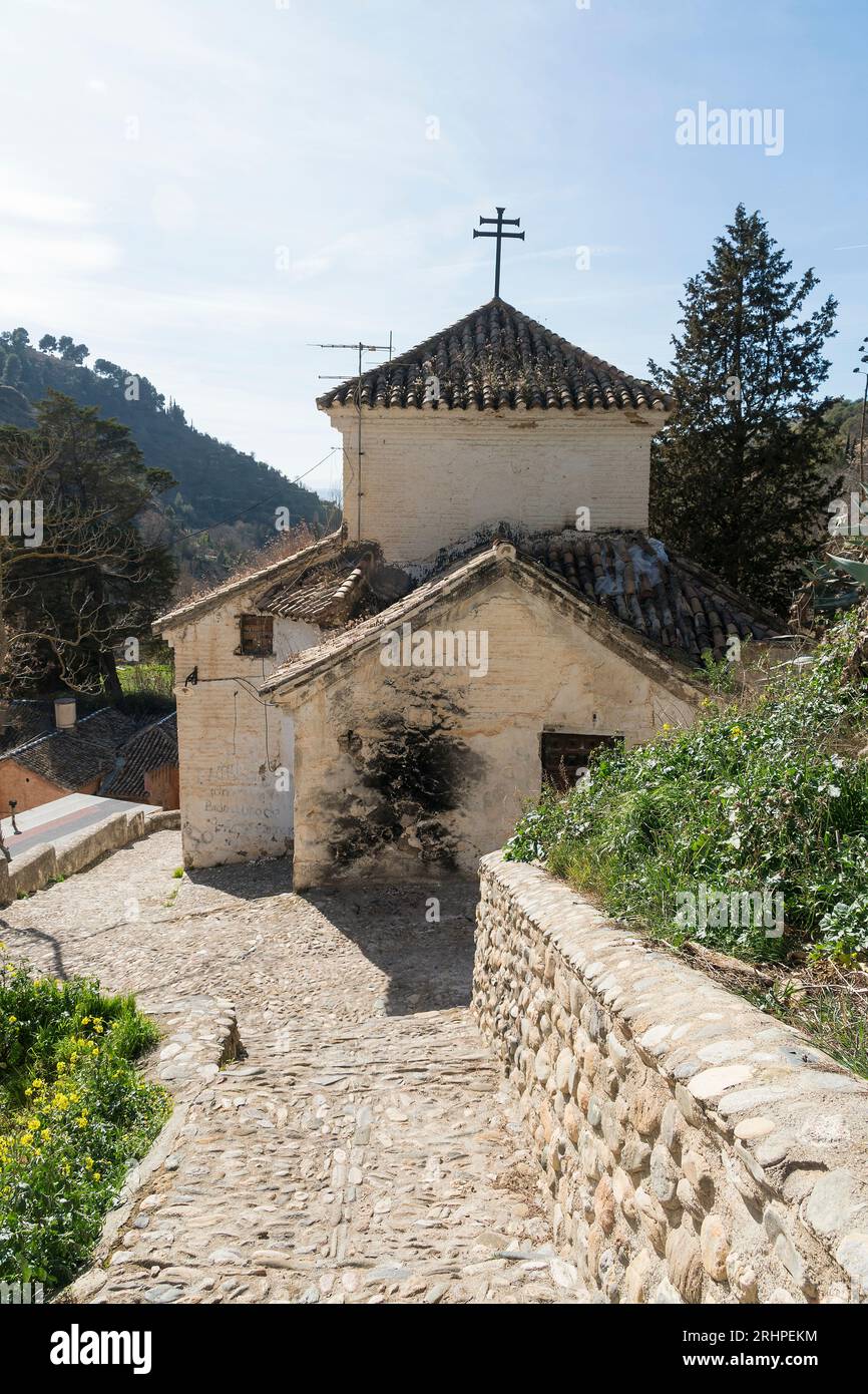 Espagne, Andalousie, Grenade, Sacromonte, Camino del Sacromonte, sentier de randonnée Banque D'Images