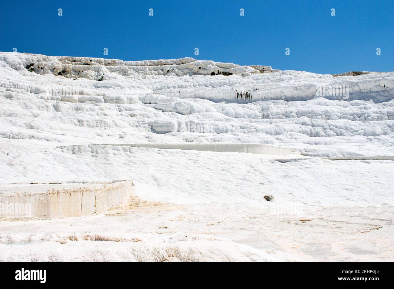 Travertins naturels de couleur blanche de Pamukkale Turquie Banque D'Images