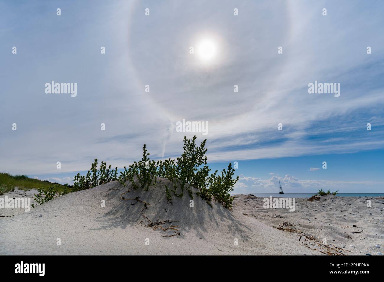 Hiddensee, Neuendorf sur la plage, photo de la couronne de soleil en été, Mecklembourg-Poméranie occidentale Banque D'Images