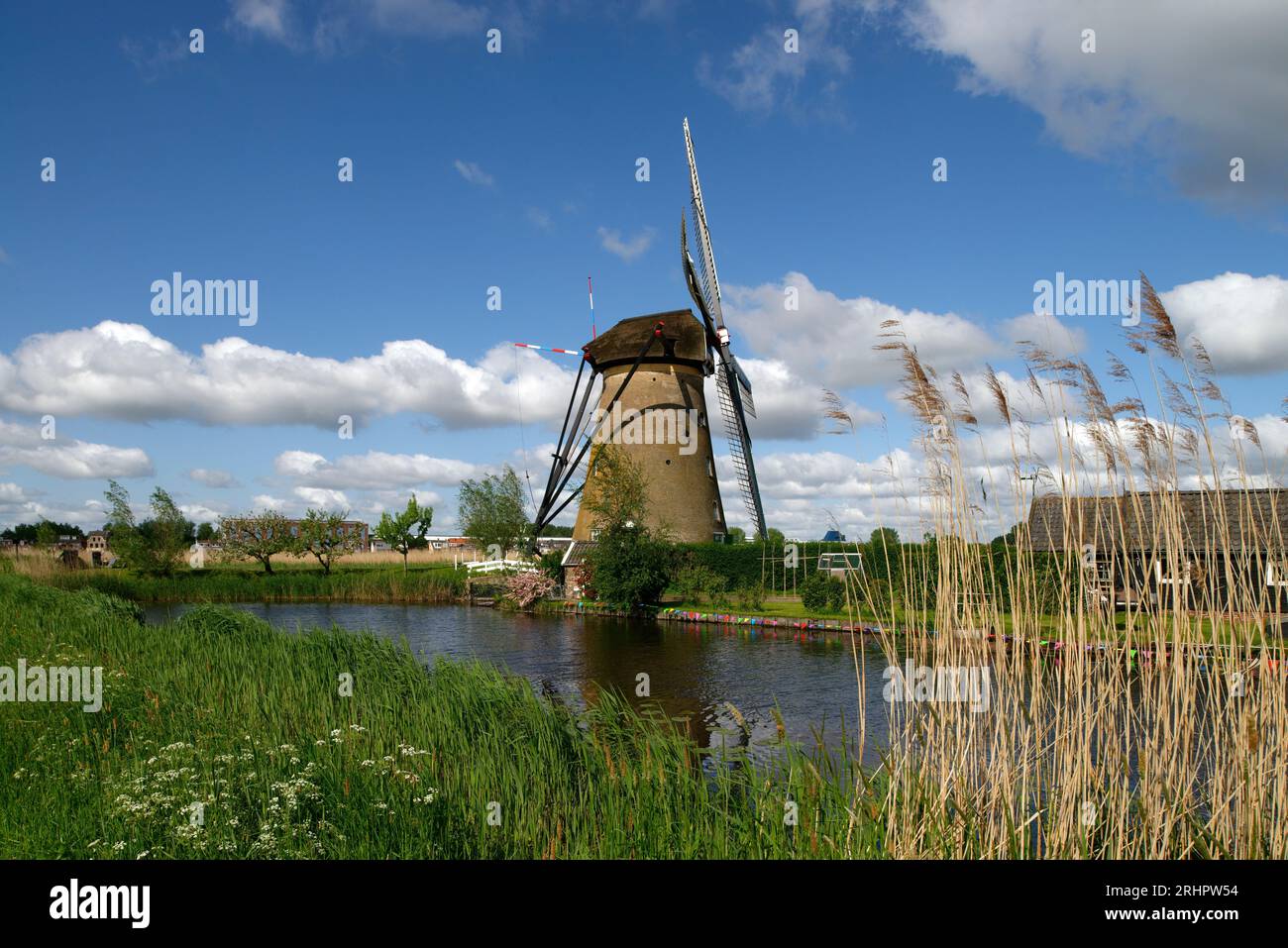 Moulins à vent à Kinderdijk, Kinderdijk, Benelux, pays du Benelux, Hollande du Sud, Zuid- Holland, pays-Bas Banque D'Images