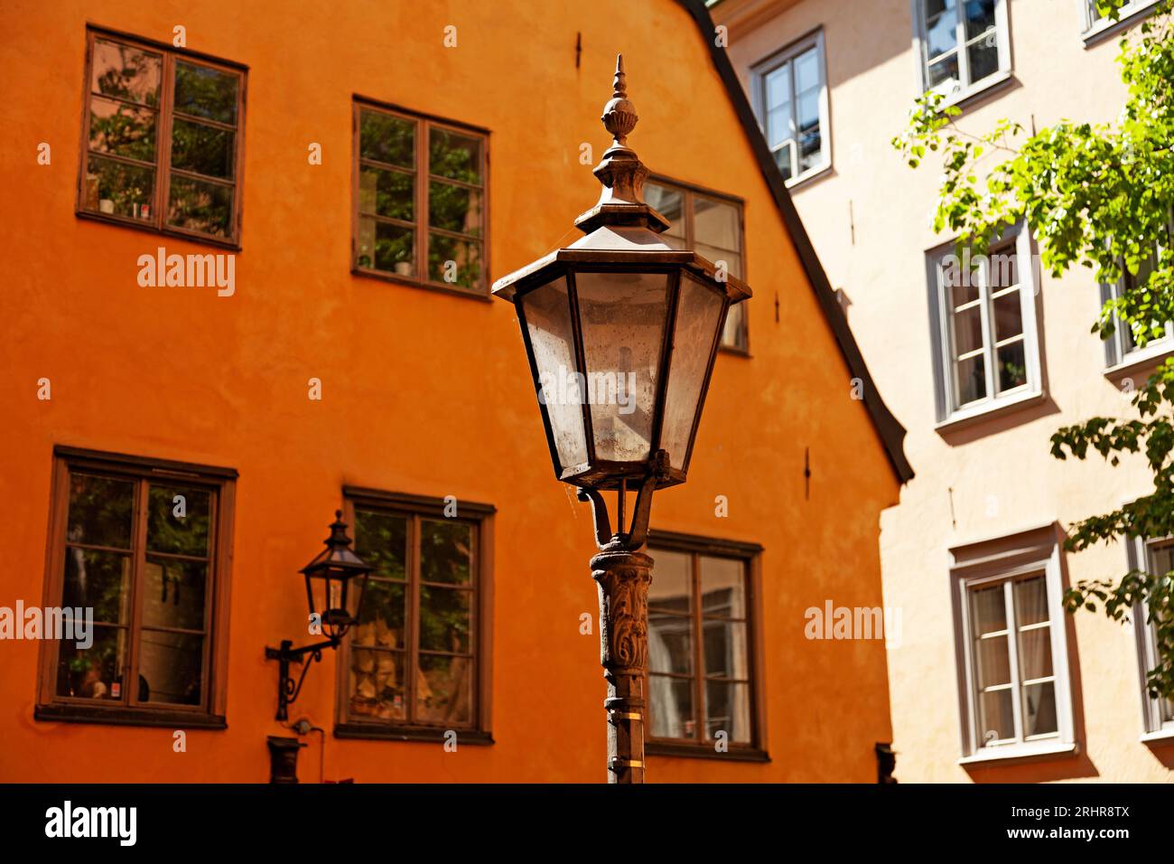 Vieux lampadaire à Gamla Stan Stockholm Banque D'Images