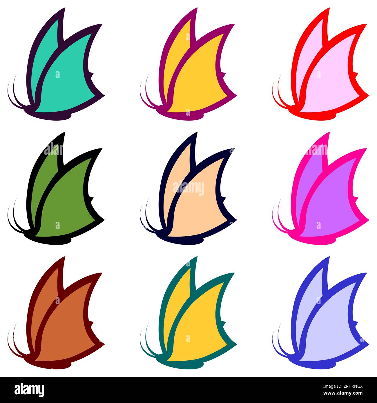 Ensemble de papillons vectoriels multicolores. Illustrations isolées vectorielles et dessins sur fond blanc. Illustration de Vecteur