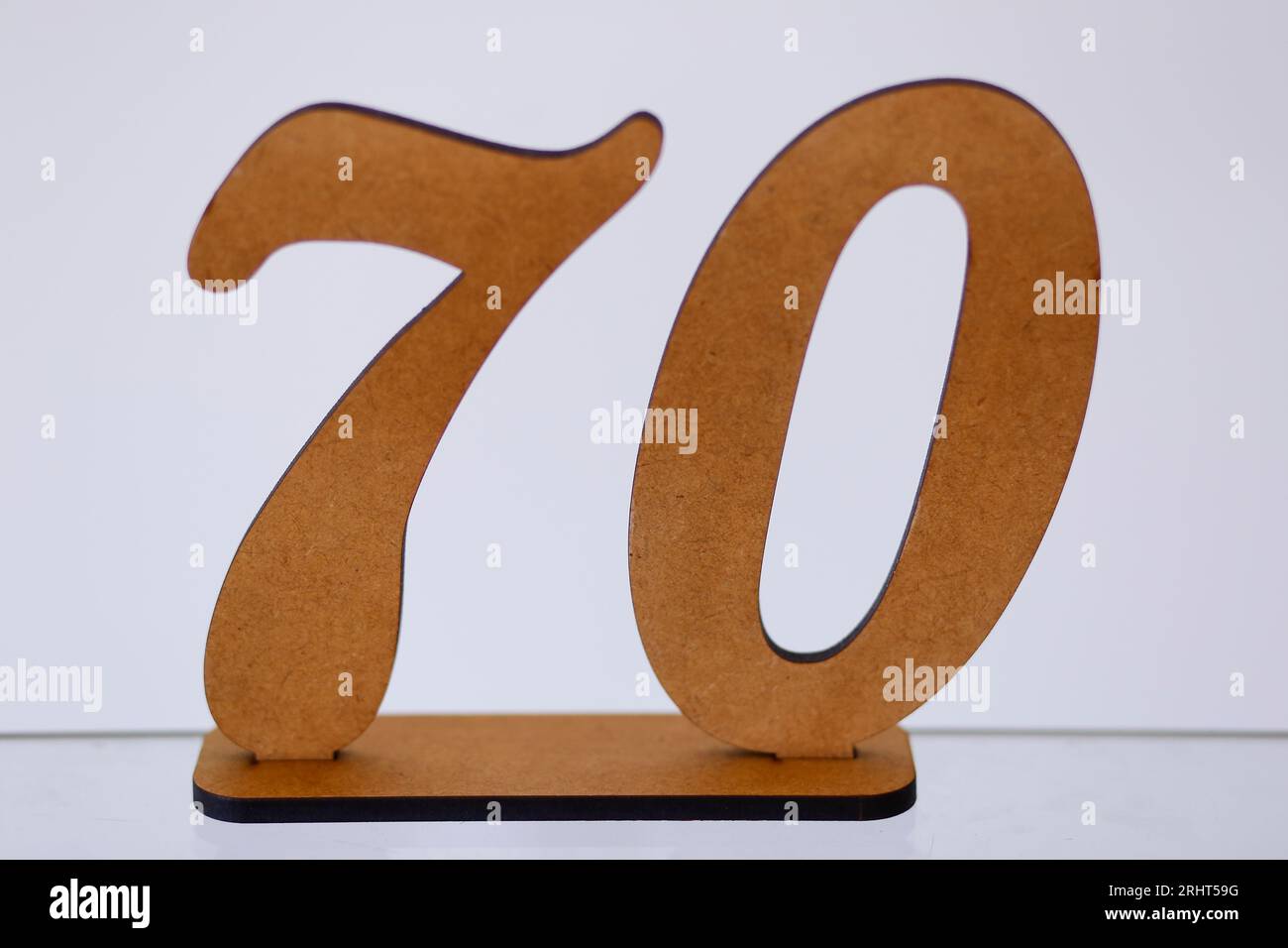 sculpture du nombre soixante-dix en bois - partie soixante-dix ans Banque D'Images