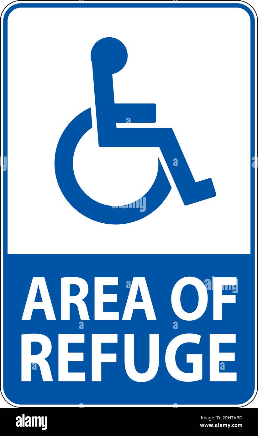 Panneau de plancher zone du refuge, avec symbole handicap Illustration de Vecteur