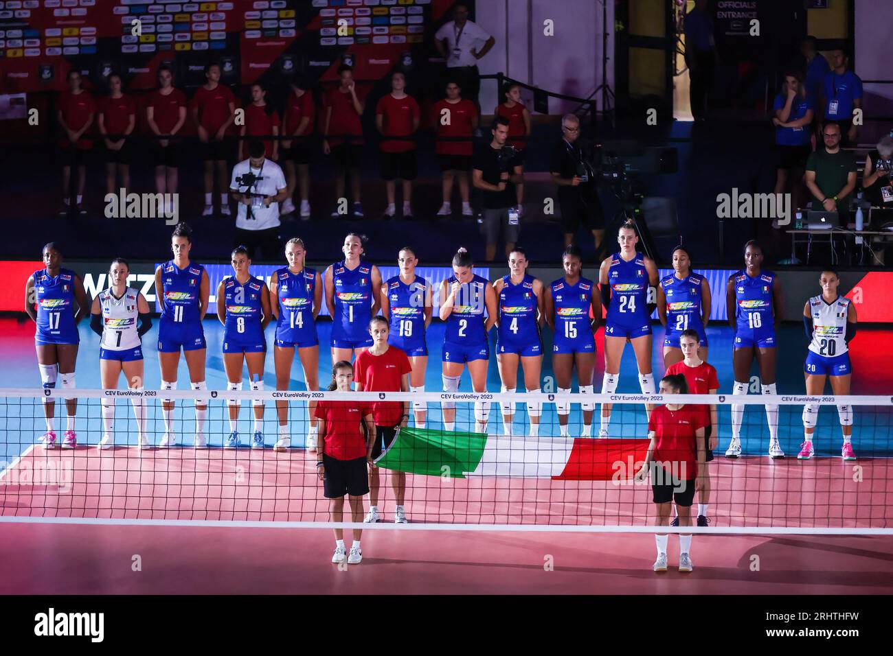 Monza, Italie. 18 août 2023. Équipe d'Italie lors du match de volleyball féminin de la finale de la poule B de la CEV EuroVolley 2023 entre l'Italie et la Suisse à l'Arena di Monza, Monza. Italie 3 - 0 Suisse (25-14, 25-19, 25-13) crédit : SOPA Images Limited/Alamy Live News Banque D'Images