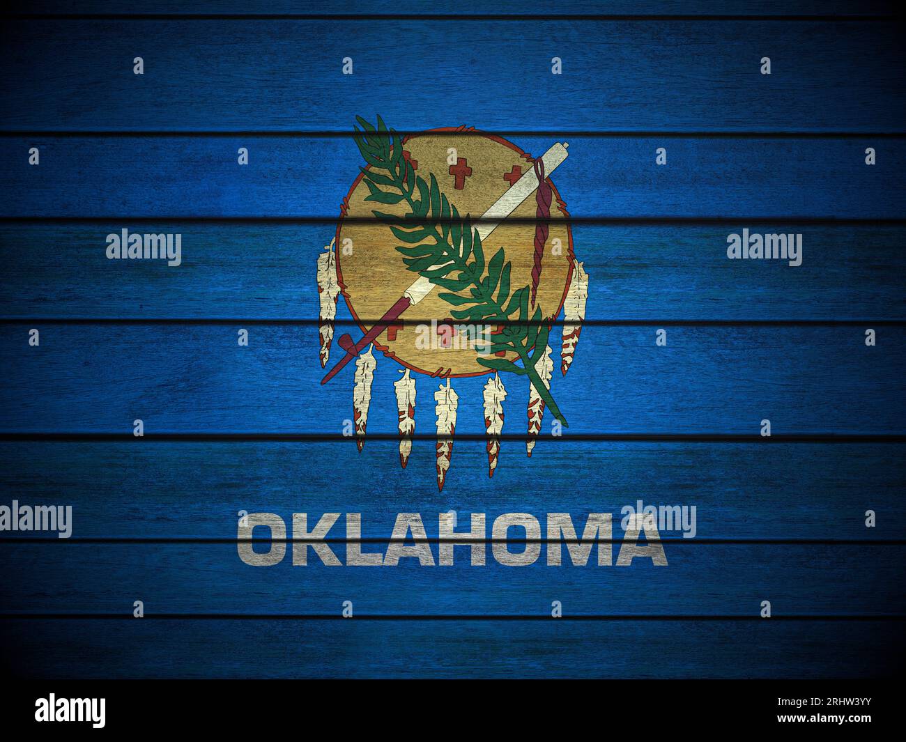 Fond de drapeau Oklahoma en bois. illustration 3d. Banque D'Images