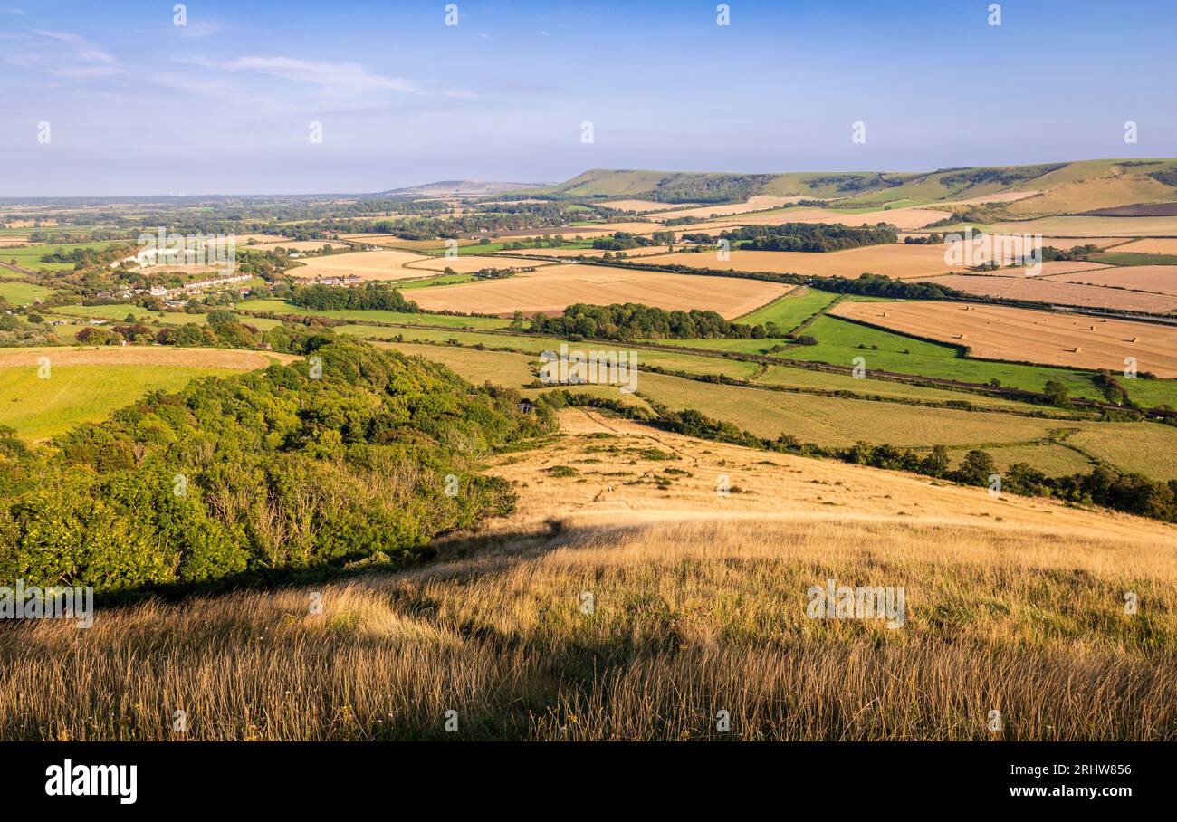 Belles vues depuis le mont Caburn sur la campagne de l'est du Sussex au sud-est de l'Angleterre Banque D'Images
